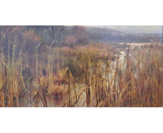 "PAESAGGIO LACUSTRE" - EUGENIO CECCONI - (1842 - 1903)