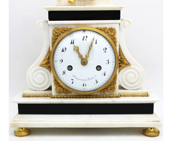 Antico Orologio a Pendolo Luigi XVI in bronzo dorato e marmo - epoca '700 firmato