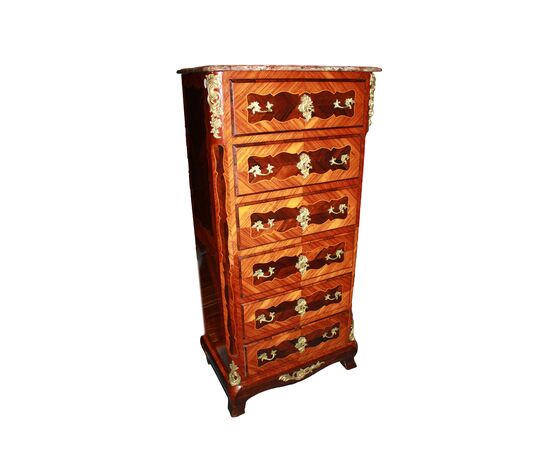Settimino a 6 cassetti Francese Stile Napoleone III in legno di bois de violette