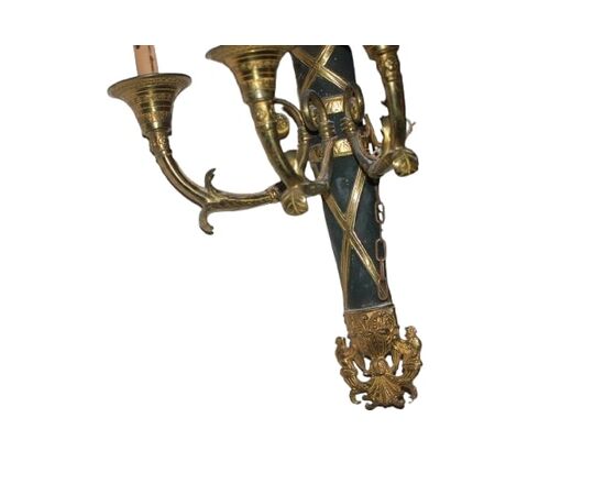 3 Applique francesi di metà 1800 stile Impero in bronzo