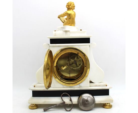 Antico Orologio a Pendolo Luigi XVI in bronzo dorato e marmo - epoca '700 firmato