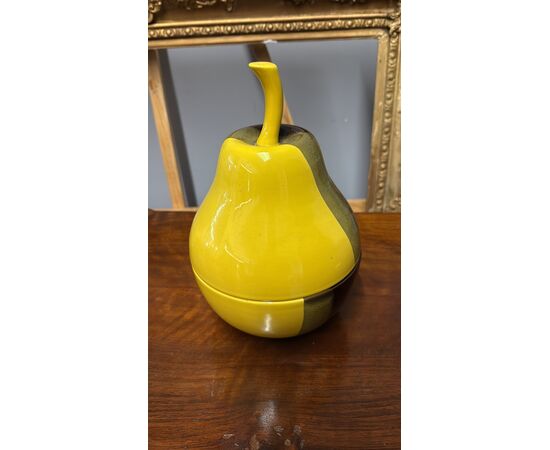 Ceramica vintage contenitore Pera, anni '70, 31x25 cm, bicolore, ottimo stato, non marchiata