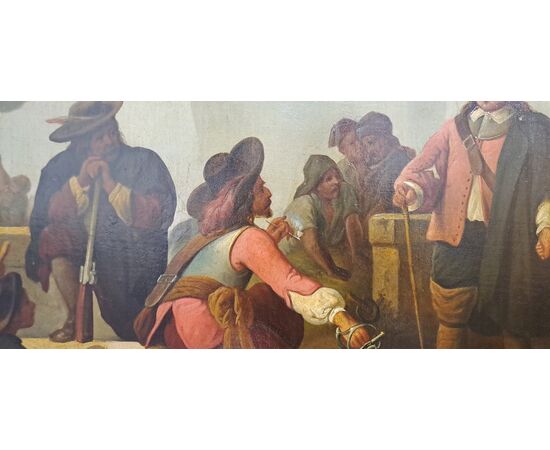 " SCENA DI PORTO CON FIGURE" - AMBITO FIAMMINGO - XIX SEC.
