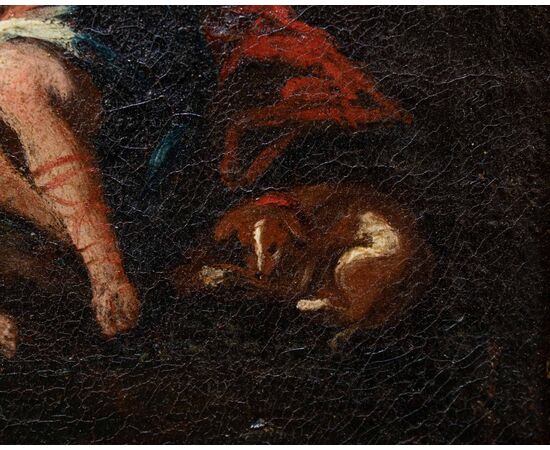 XVII secolo, scuola emiliana, Paesaggio agreste con scene galanti