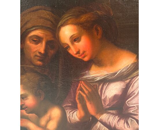 Anonimo del XVII secolo,  "Madonna con bambino, San Giovannino, ed Elisabetta", (copia da Raffaello)