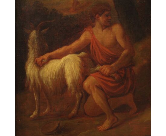 Grande quadro italiano del XVII secolo, Zeus infante e la capra Amaltea sul monte Ida