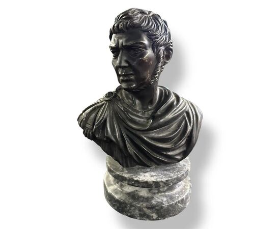  Busto in Bronzo su Base in Marmo Bardiglio 