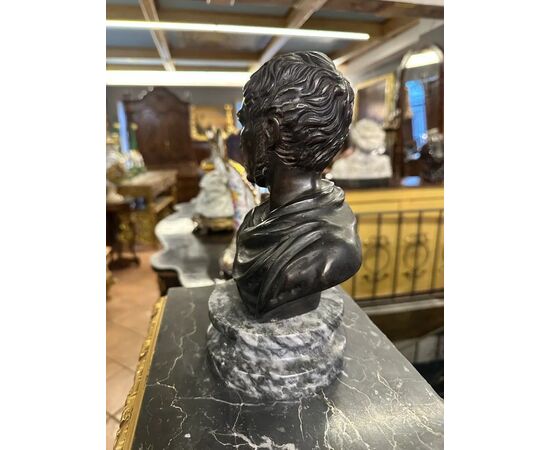  Busto in Bronzo su Base in Marmo Bardiglio 