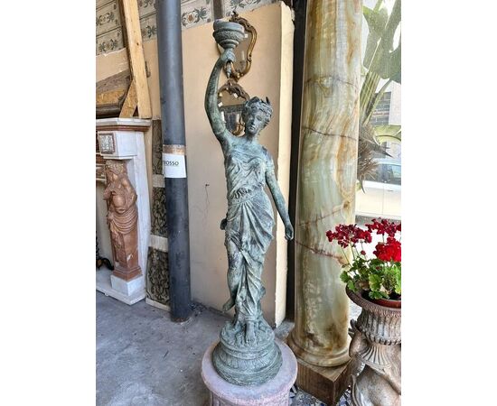  Scultura Femminile in Bronzo Patinato 