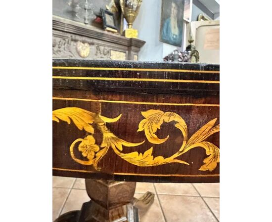  Tavolo da Centro Siciliano Carlo X in Legno Intarsiato