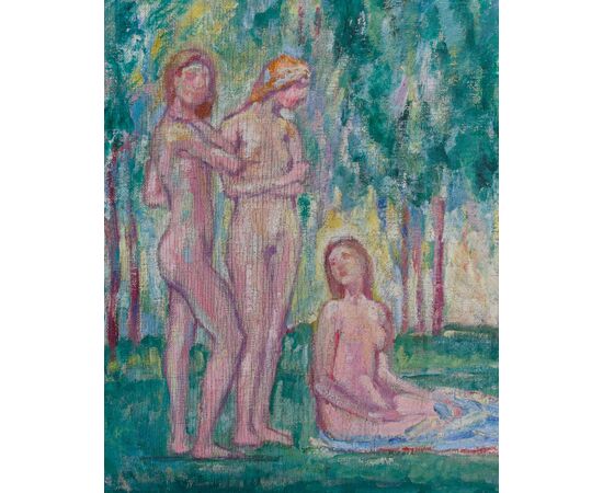 Heinrich Ludolf Verworner (Lipsia, 1864 – Fiesole, 1927), Bagnanti al lago