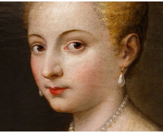 Scuola veneziana, XVIII secolo, Ritratto di gentildonna con ventaglio