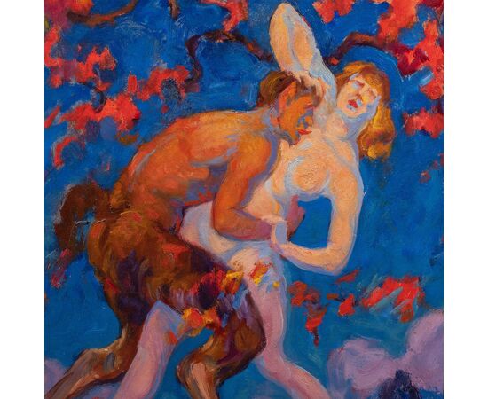 Pietro Bianco Bortoluzzi, detto Pieretto Bianco (Trieste 1875 - Bologna 1937) - Satiro e ninfa.