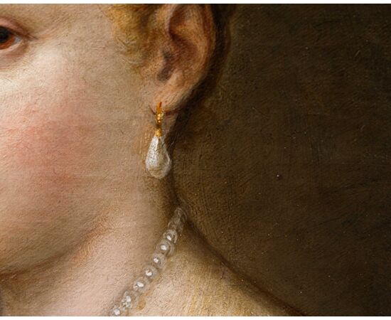 Scuola veneziana, XVIII secolo, Ritratto di gentildonna con ventaglio
