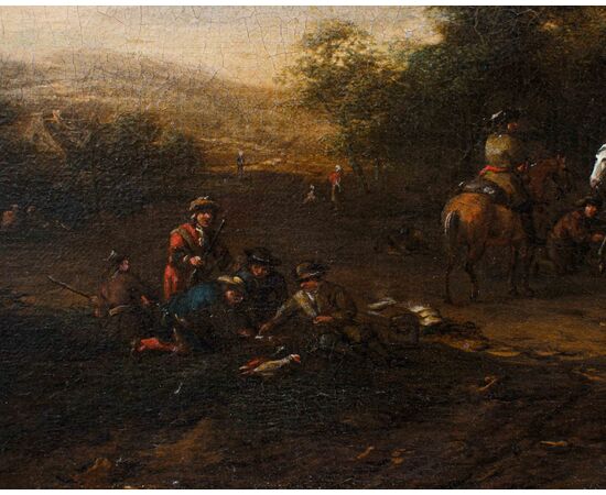 Barent Gael (1630/1635 – 1698), Coppia di paesaggi con scene di genere
