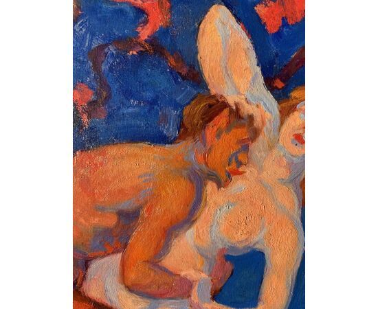 Pietro Bianco Bortoluzzi, detto Pieretto Bianco (Trieste 1875 - Bologna 1937) - Satiro e ninfa.