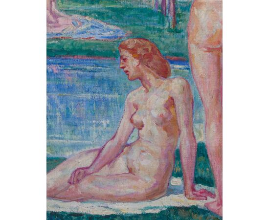 Heinrich Ludolf Verworner (Lipsia, 1864 – Fiesole, 1927), Bagnanti al lago