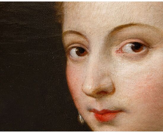 Scuola veneziana, XVIII secolo, Ritratto di gentildonna con ventaglio