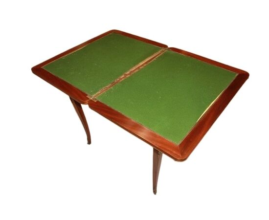 Tavolino da gioco francese stile Luigi XV riccamente intarsiato della seconda metà del 1800