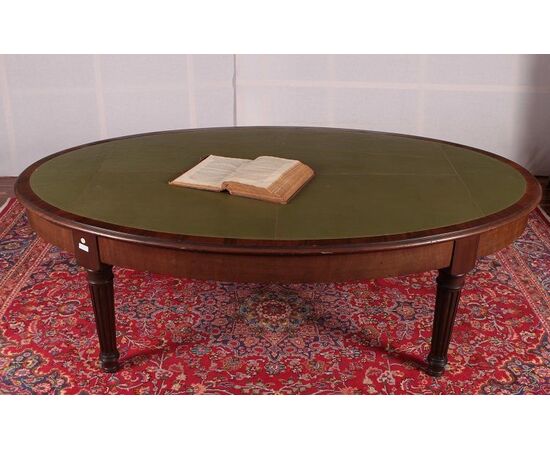 Grande scrivania da riunione Inglese del 1800 vittoriana in mogano 2metri