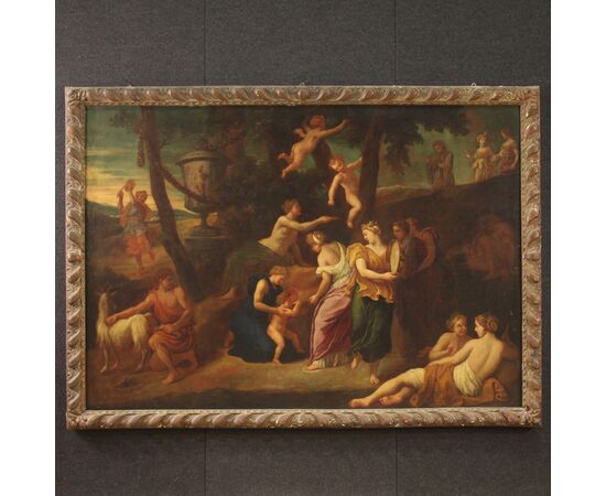 Grande quadro italiano del XVII secolo, Zeus infante e la capra Amaltea sul monte Ida