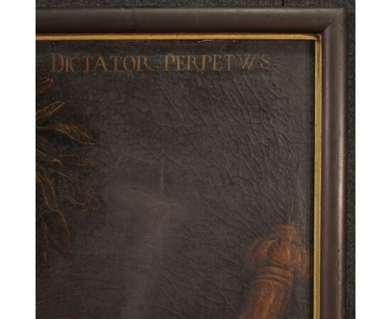 Raro dipinto italiano ritratto di Giulio Cesare del XVII secolo