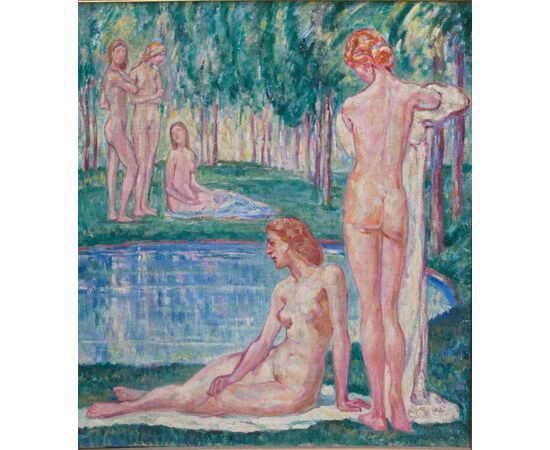 Heinrich Ludolf Verworner (Lipsia, 1864 – Fiesole, 1927), Bagnanti al lago