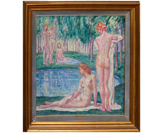 Heinrich Ludolf Verworner (Lipsia, 1864 – Fiesole, 1927), Bagnanti al lago