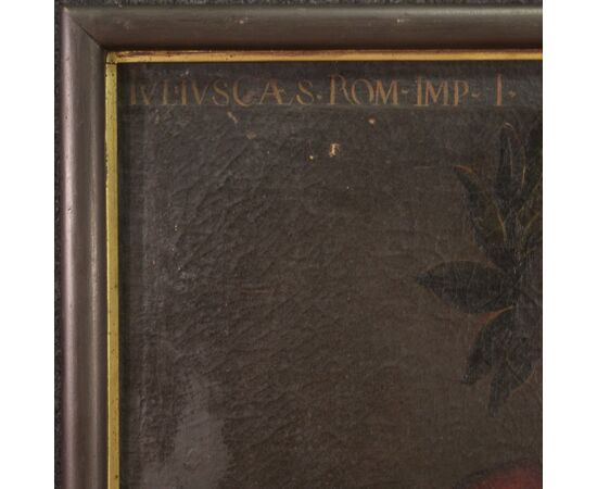 Raro dipinto italiano ritratto di Giulio Cesare del XVII secolo