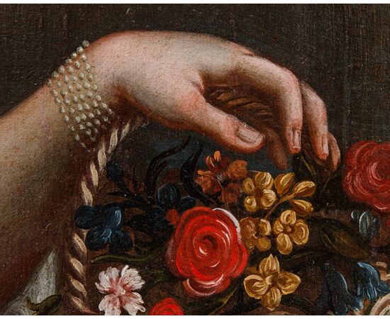 XVIII secolo, cerchia di Pietro Antonio Rotari (Verona, 30 settembre 1707 – San Pietroburgo, 31 agosto 1762), Ragazza con cestino di fiori