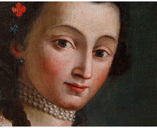 XVIII secolo, cerchia di Pietro Antonio Rotari (Verona, 30 settembre 1707 – San Pietroburgo, 31 agosto 1762), Ragazza con cestino di fiori