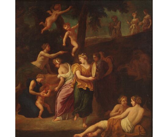 Grande quadro italiano del XVII secolo, Zeus infante e la capra Amaltea sul monte Ida