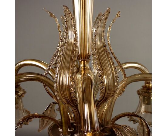 Lampadario in Vetro Soffiato Veneziano Murano XX Secolo
