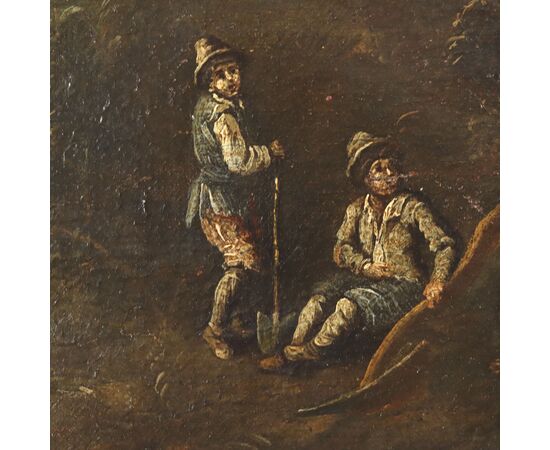 Dipinto Paesaggio con Figure e Mandria