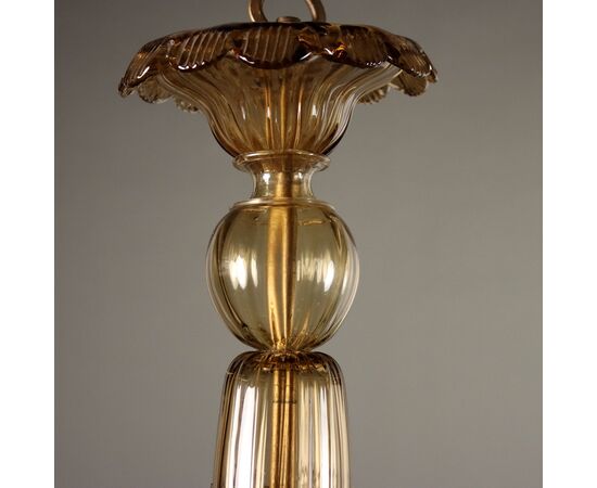 Lampadario in Vetro Soffiato Veneziano Murano XX Secolo