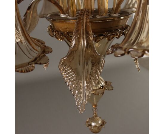 Lampadario in Vetro Soffiato Veneziano Murano XX Secolo