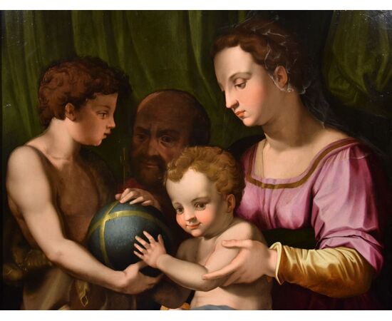 La Sacra Famiglia con San Giovannino, Agnolo di Cosimo detto 'il Bronzino' (Monticelli di Firenze, 1503 - Firenze, 1572)