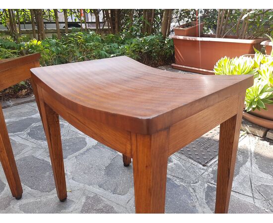 SGABELLI IN ROVERE MASSELLO E PIANO RIVESTITO IN MOGANO ANNI 50 STILE GIO PONTI
