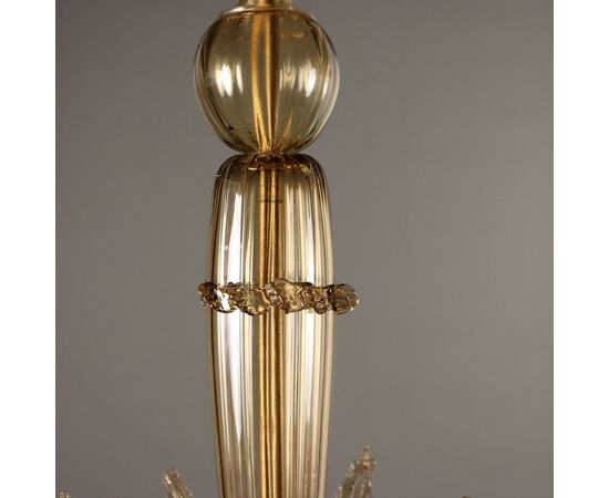 Lampadario in Vetro Soffiato Veneziano Murano XX Secolo