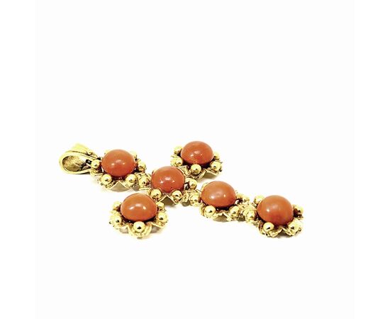 CROCE IN ORO GIALLO e CORALLO