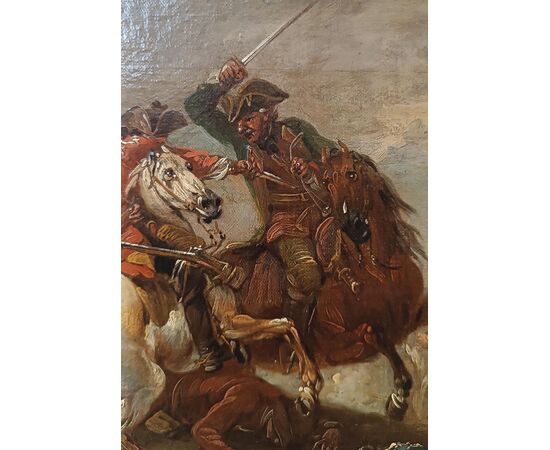 DIPINTO CON SCENA DI BATTAGLIA FINE DEL XVIII SECOLO 