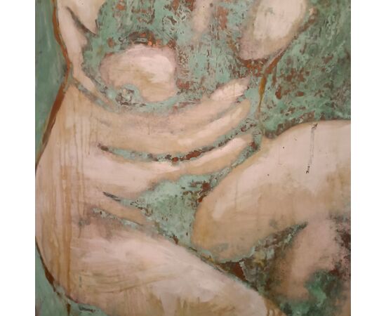 Olio su rame ossidato Venere al bagno opera di Alessandro La Motta