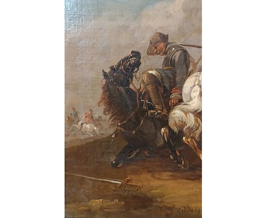 DIPINTO CON SCENA DI BATTAGLIA FINE DEL XVIII SECOLO 