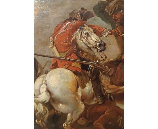 DIPINTO CON SCENA DI BATTAGLIA FINE DEL XVIII SECOLO 