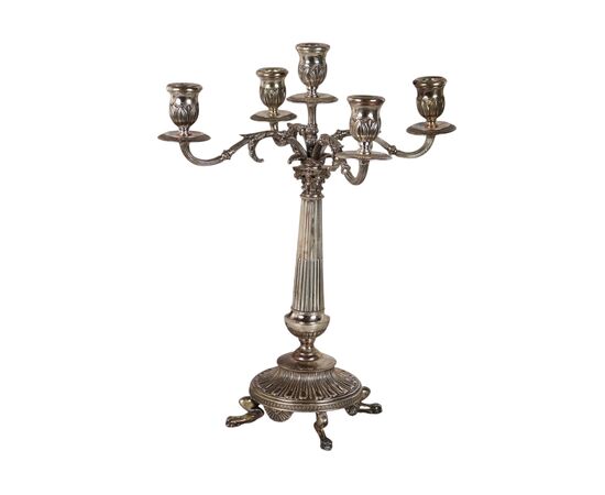 Candelabro in Argento F.lli Di Leone Milano Italia Seconda Metà '900