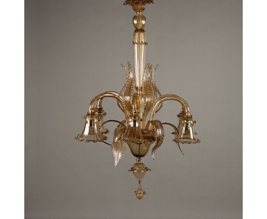 Lampadario in Vetro Soffiato Veneziano Murano XX Secolo