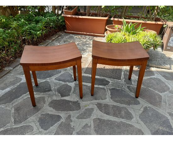 SGABELLI IN ROVERE MASSELLO E PIANO RIVESTITO IN MOGANO ANNI 50 STILE GIO PONTI