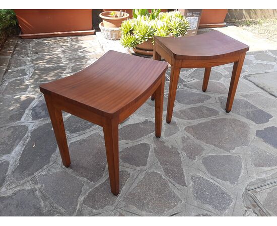 SGABELLI IN ROVERE MASSELLO E PIANO RIVESTITO IN MOGANO ANNI 50 STILE GIO PONTI