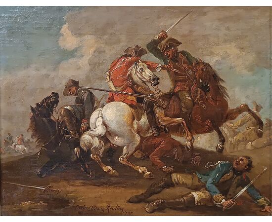 DIPINTO CON SCENA DI BATTAGLIA FINE DEL XVIII SECOLO 