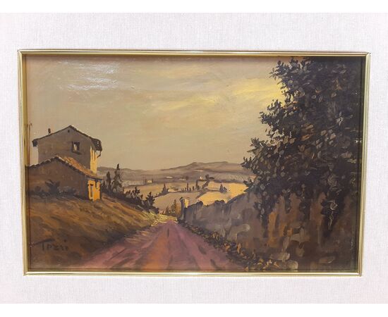 DIPINTO AD OLIO SU TELA DI SCUOLA LABRONICA FIRMATO LUCIANO TORSI 1972